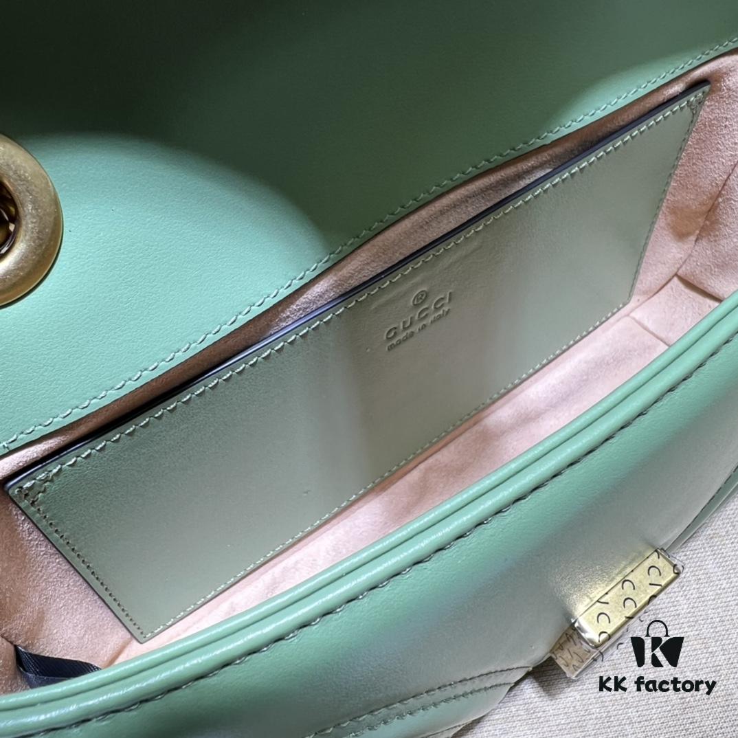 693091c86e68136f4d9a9bba GUCCI High-End Original Stock, Counter Quality, Real Photo! Model No. 446744 Light Green, Size: 23x14x6 cm