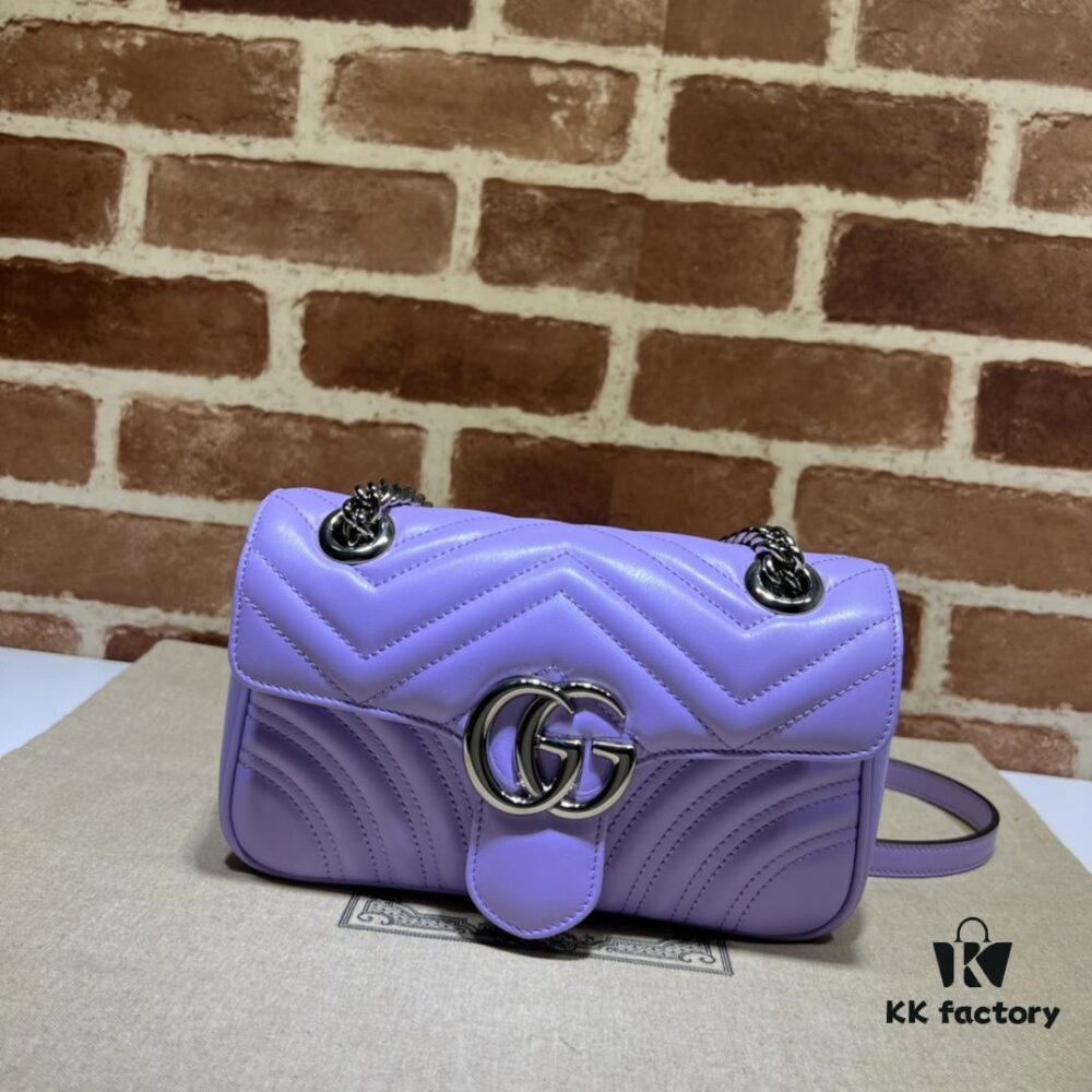 693091c86e68136f4d9a9bbb GUCCI Counter Quality, Top Original Single Item, Actual Photos! Model No. 446744 Light Purple, Size: 23cm (W) x 14cm (H) x 6cm (Side Width), In Stock and Ready to Ship