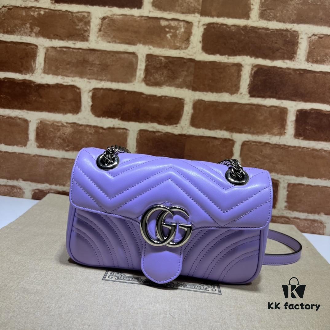 693091c86e68136f4d9a9bbb GUCCI Counter Quality, Top Original Single Item, Actual Photos! Model No. 446744 Light Purple, Size: 23cm (W) x 14cm (H) x 6cm (Side Width), In Stock and Ready to Ship