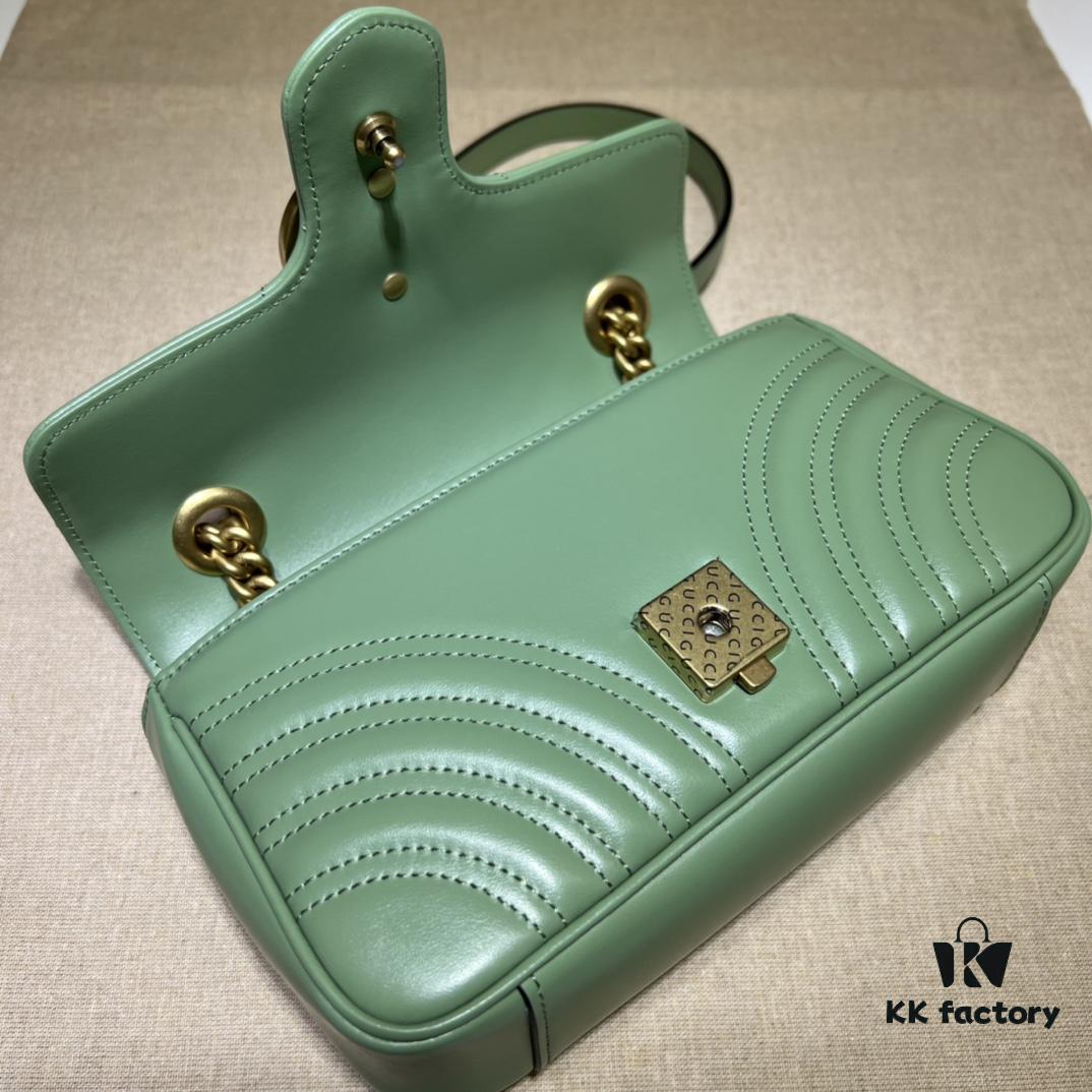 693091c96e68136f4d9a9bbc GUCCI High-End Original Stock, Counter Quality, Real Photo! Model No. 446744 Light Green, Size: 23x14x6 cm