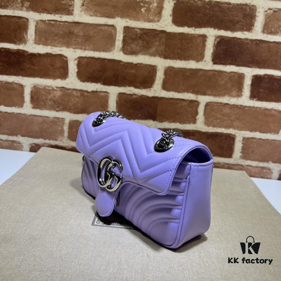 693091c96e68136f4d9a9bbd GUCCI Counter Quality, Top Original Single Item, Actual Photos! Model No. 446744 Light Purple, Size: 23cm (W) x 14cm (H) x 6cm (Side Width), In Stock and Ready to Ship