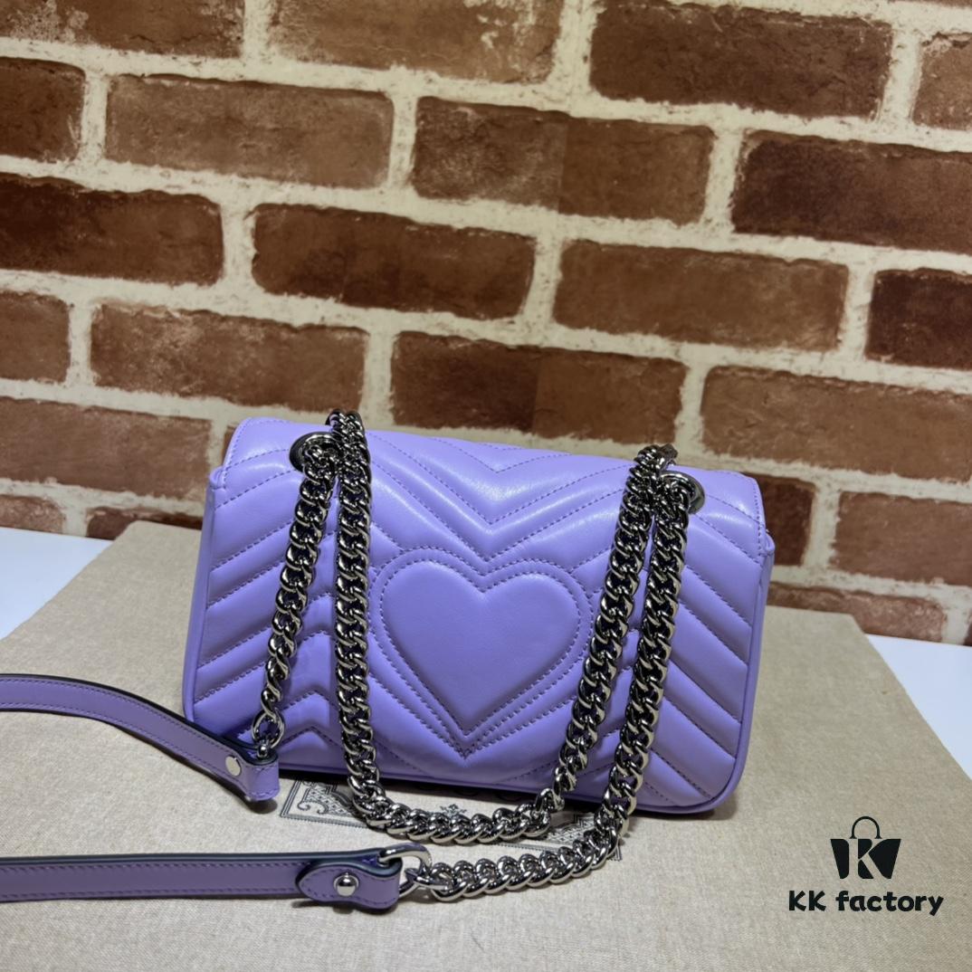 693091c96e68136f4d9a9bbf GUCCI Counter Quality, Top Original Single Item, Actual Photos! Model No. 446744 Light Purple, Size: 23cm (W) x 14cm (H) x 6cm (Side Width), In Stock and Ready to Ship