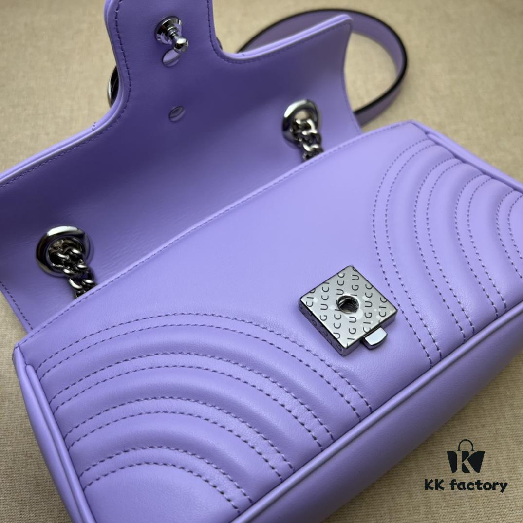 693091cc6e68136f4d9a9bc0 GUCCI Counter Quality, Top Original Single Item, Actual Photos! Model No. 446744 Light Purple, Size: 23cm (W) x 14cm (H) x 6cm (Side Width), In Stock and Ready to Ship