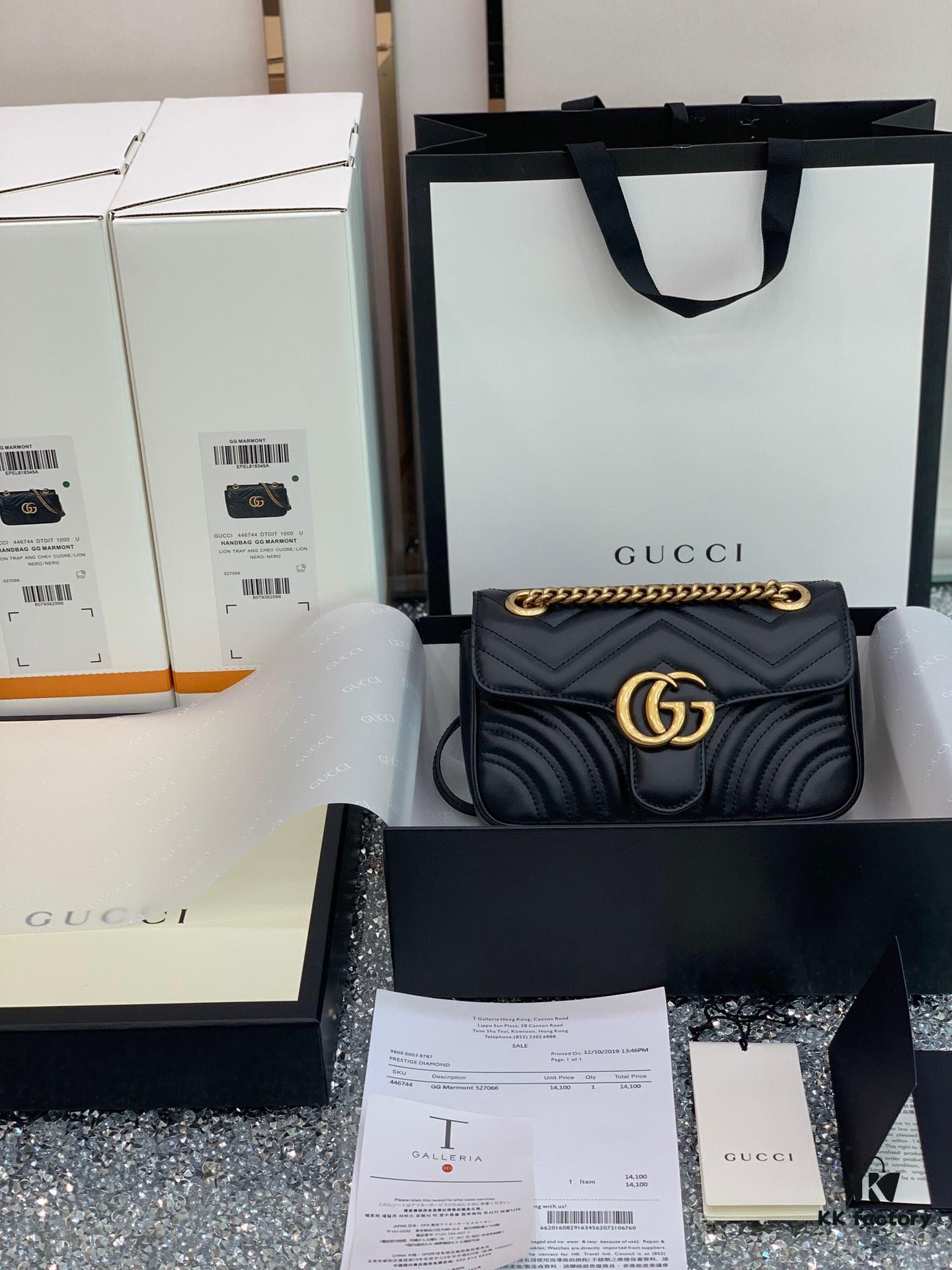 693091d86e68136f4d9a9bd6 Original Factory Leather 😀 GUCCI Italian Original Leather, Counter Quality, Real Product Photos. Model 446744 Black, Size: 22*13*6cm, In Stock