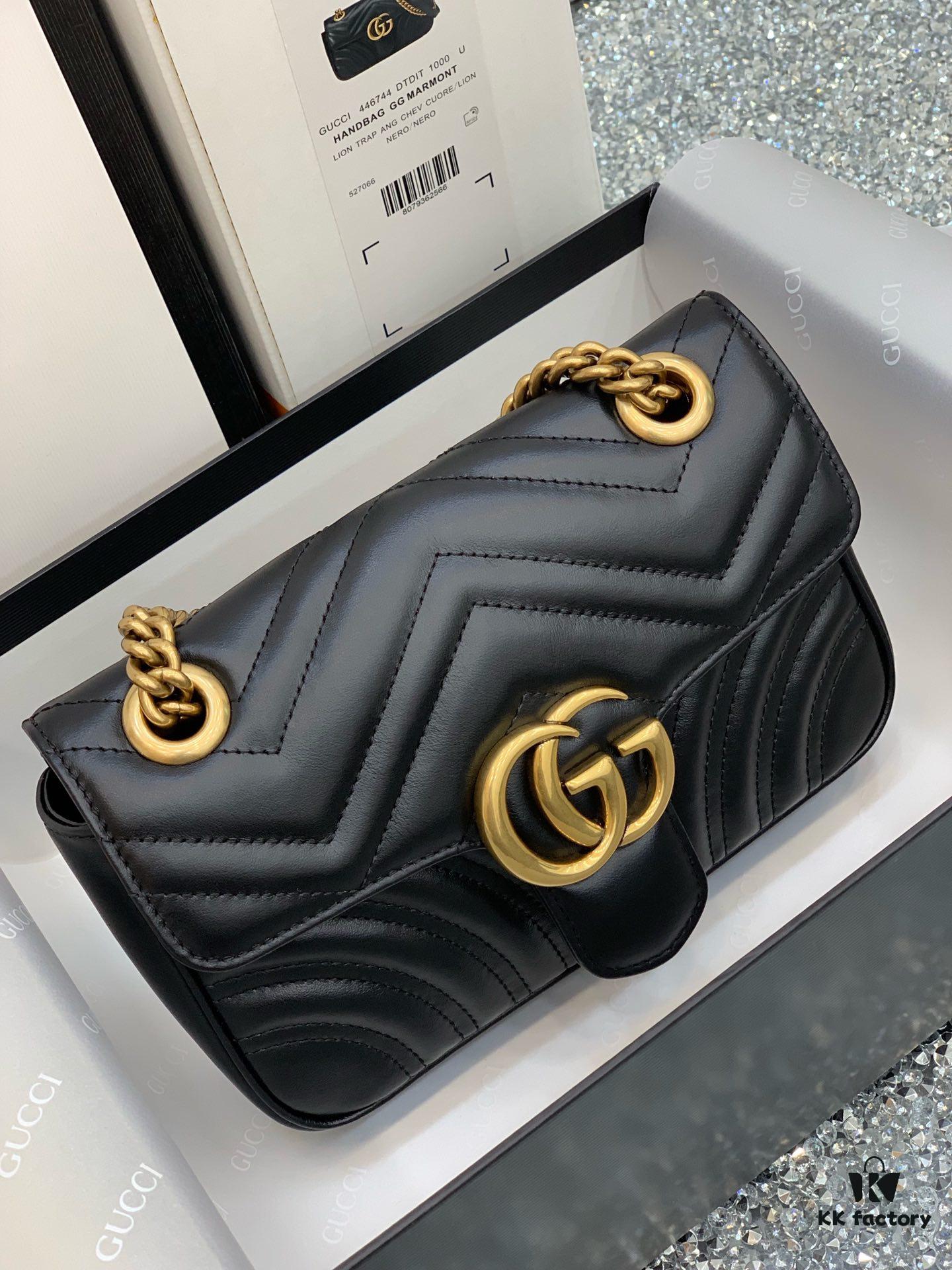 693091d96e68136f4d9a9bd9 Original Factory Leather 😀 GUCCI Italian Original Leather, Counter Quality, Real Product Photos. Model 446744 Black, Size: 22*13*6cm, In Stock