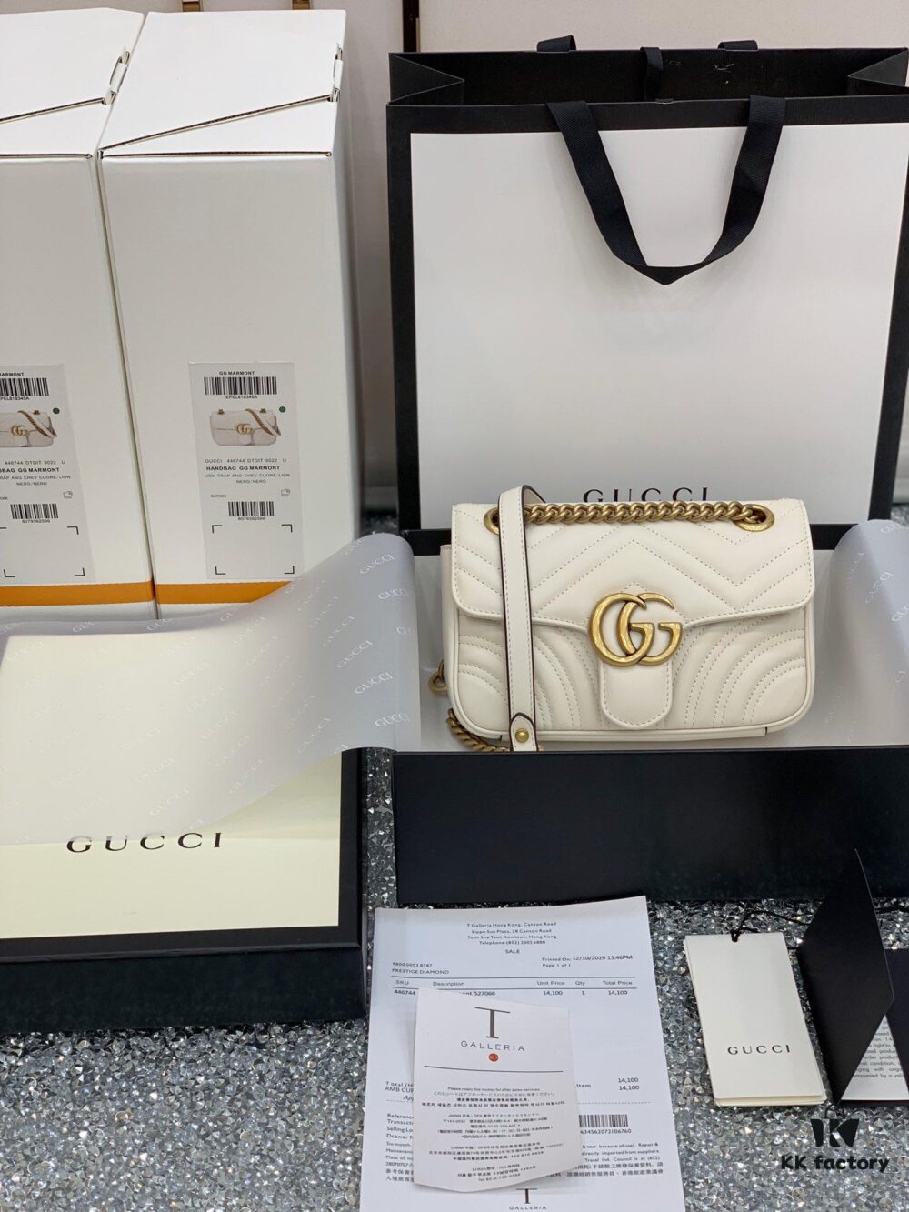 693091dd6e68136f4d9a9bdd Original Factory Leather 😊 GUCCI Italian Original Leather, Counter Quality, Real Product Photos. Model 446744 White, Size: 22*13*6cm, In Stock