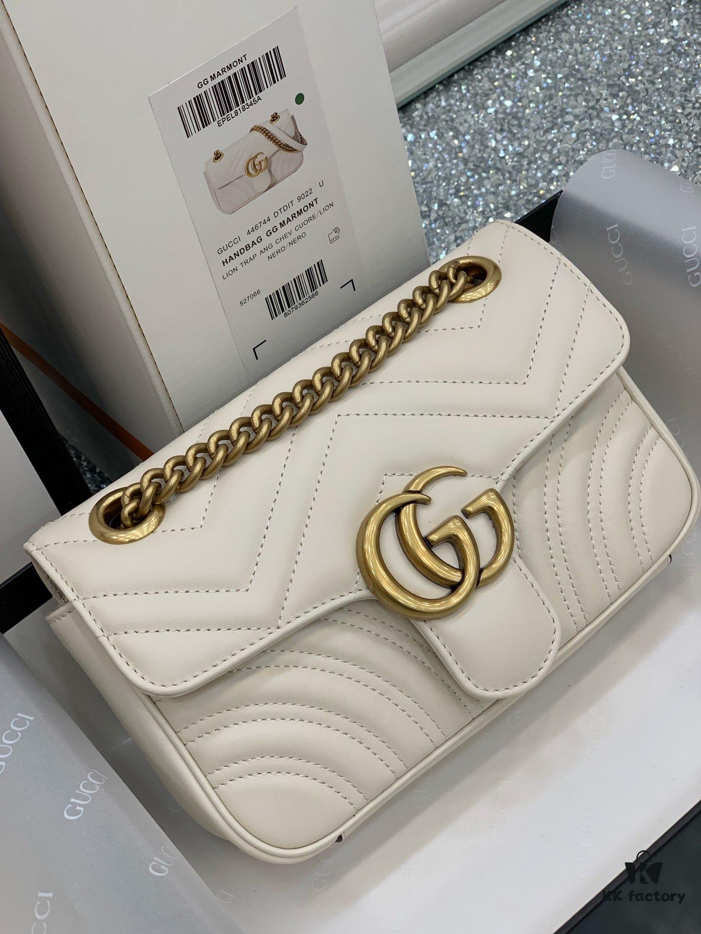 693091de6e68136f4d9a9bdf Original Factory Leather 😊 GUCCI Italian Original Leather, Counter Quality, Real Product Photos. Model 446744 White, Size: 22*13*6cm, In Stock