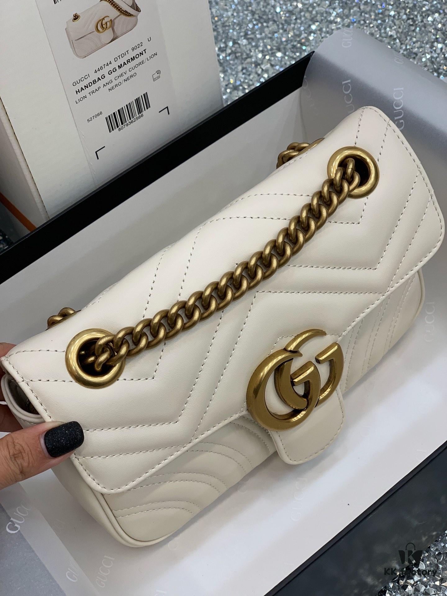693091de6e68136f4d9a9be0 Original Factory Leather 😊 GUCCI Italian Original Leather, Counter Quality, Real Product Photos. Model 446744 White, Size: 22*13*6cm, In Stock