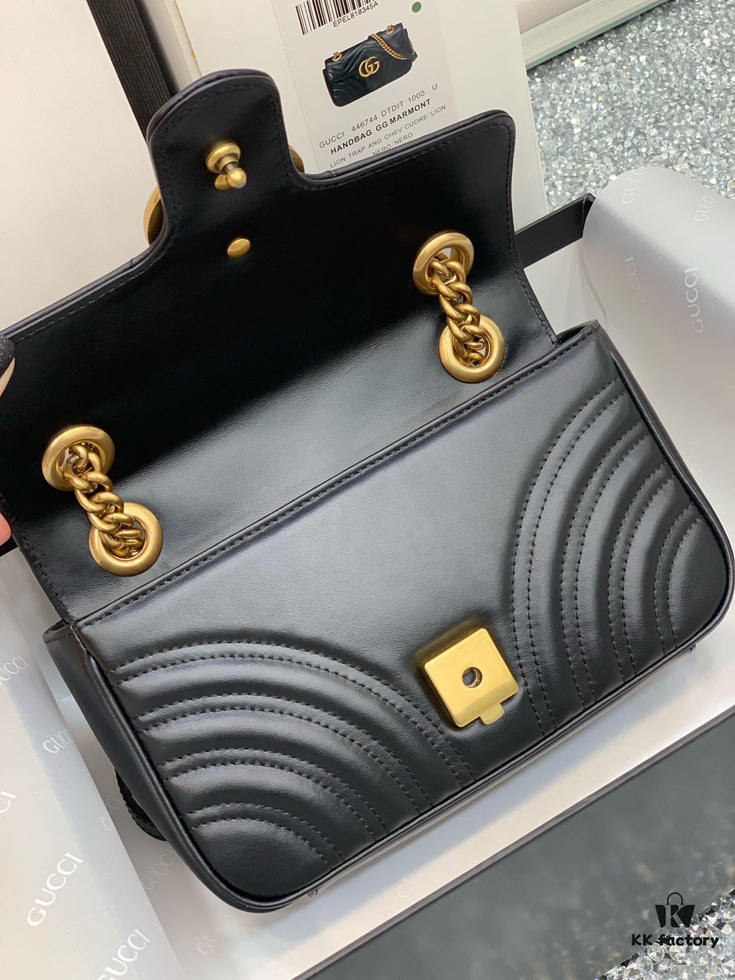 693091de6e68136f4d9a9be1 Original Factory Leather 😀 GUCCI Italian Original Leather, Counter Quality, Real Product Photos. Model 446744 Black, Size: 22*13*6cm, In Stock
