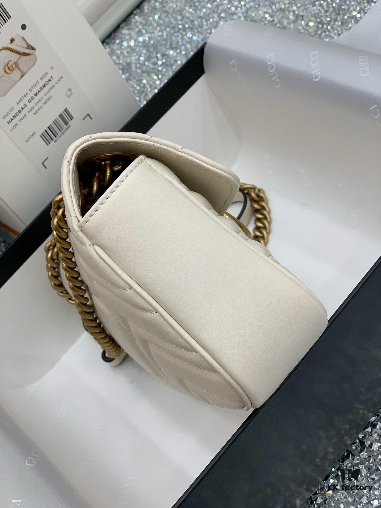 693091df6e68136f4d9a9be2 Original Factory Leather 😊 GUCCI Italian Original Leather, Counter Quality, Real Product Photos. Model 446744 White, Size: 22*13*6cm, In Stock