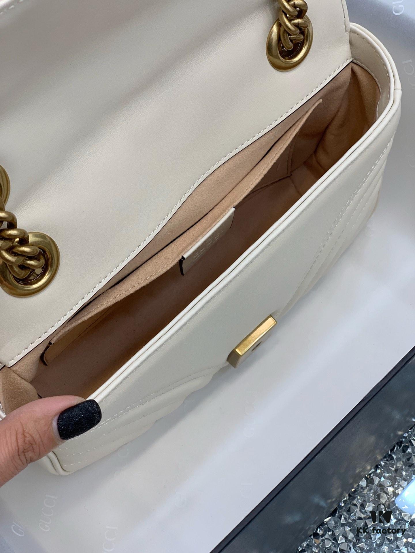 693091e26e68136f4d9a9be5 Original Factory Leather 😊 GUCCI Italian Original Leather, Counter Quality, Real Product Photos. Model 446744 White, Size: 22*13*6cm, In Stock