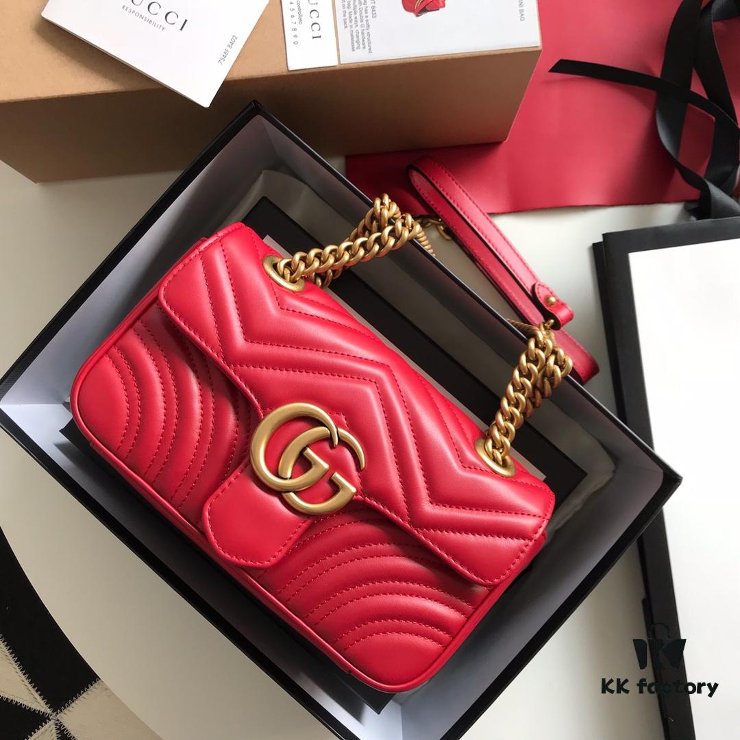 693091e36e68136f4d9a9be7 Original Factory Leather 😊 GUCCI Italian Original Leather, Boutique Quality, Actual Photos. Model 446744 Bright Red, Size: 22*13*6cm, In Stock