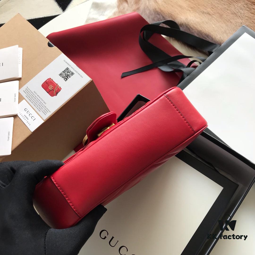 693091e36e68136f4d9a9be9 Original Factory Leather 😊 GUCCI Italian Original Leather, Boutique Quality, Actual Photos. Model 446744 Bright Red, Size: 22*13*6cm, In Stock