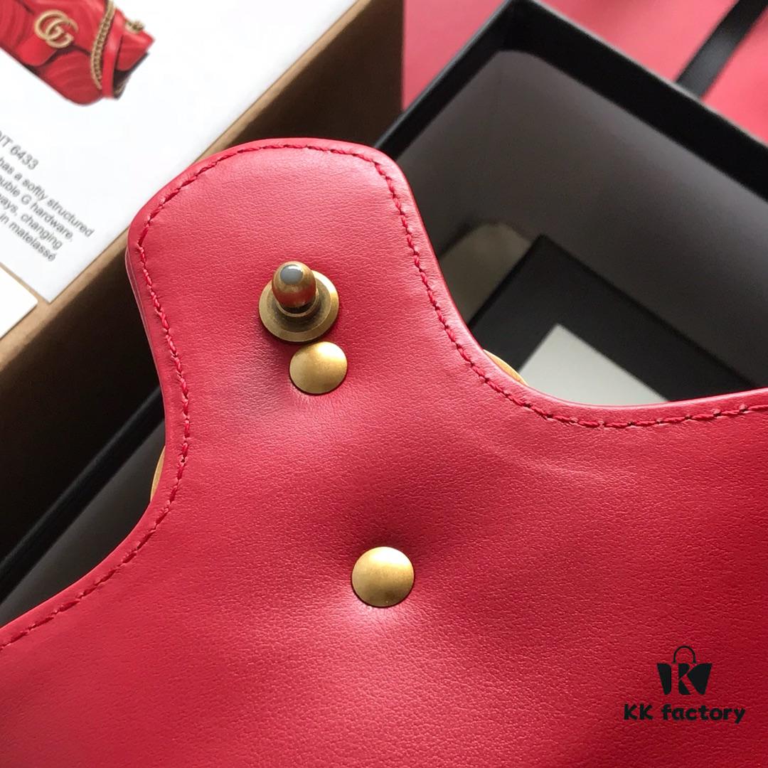693091e46e68136f4d9a9beb Original Factory Leather 😊 GUCCI Italian Original Leather, Boutique Quality, Actual Photos. Model 446744 Bright Red, Size: 22*13*6cm, In Stock