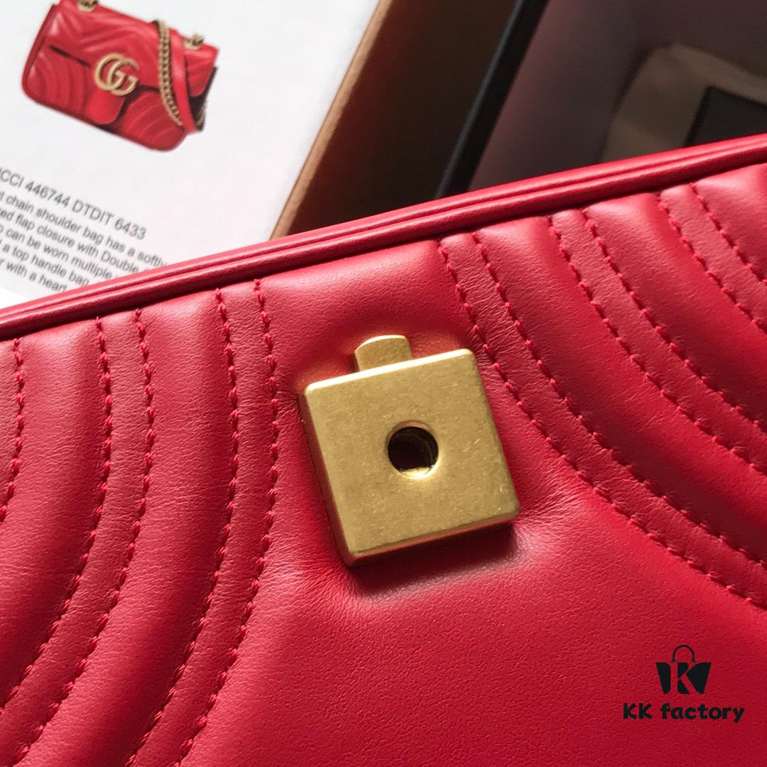 693091e56e68136f4d9a9bec Original Factory Leather 😊 GUCCI Italian Original Leather, Boutique Quality, Actual Photos. Model 446744 Bright Red, Size: 22*13*6cm, In Stock