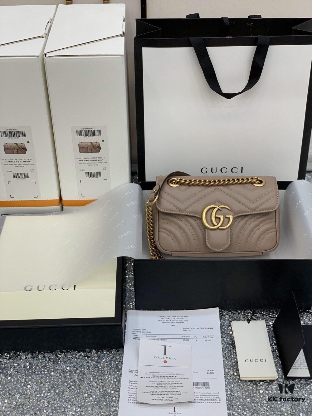 693091e86e68136f4d9a9bef Original Factory Leather 😊 GUCCI Italian Original Leather, Counter Quality, Actual Photos, Model 446744 Milk Tea Color, Size: 22*13*6cm, In Stock