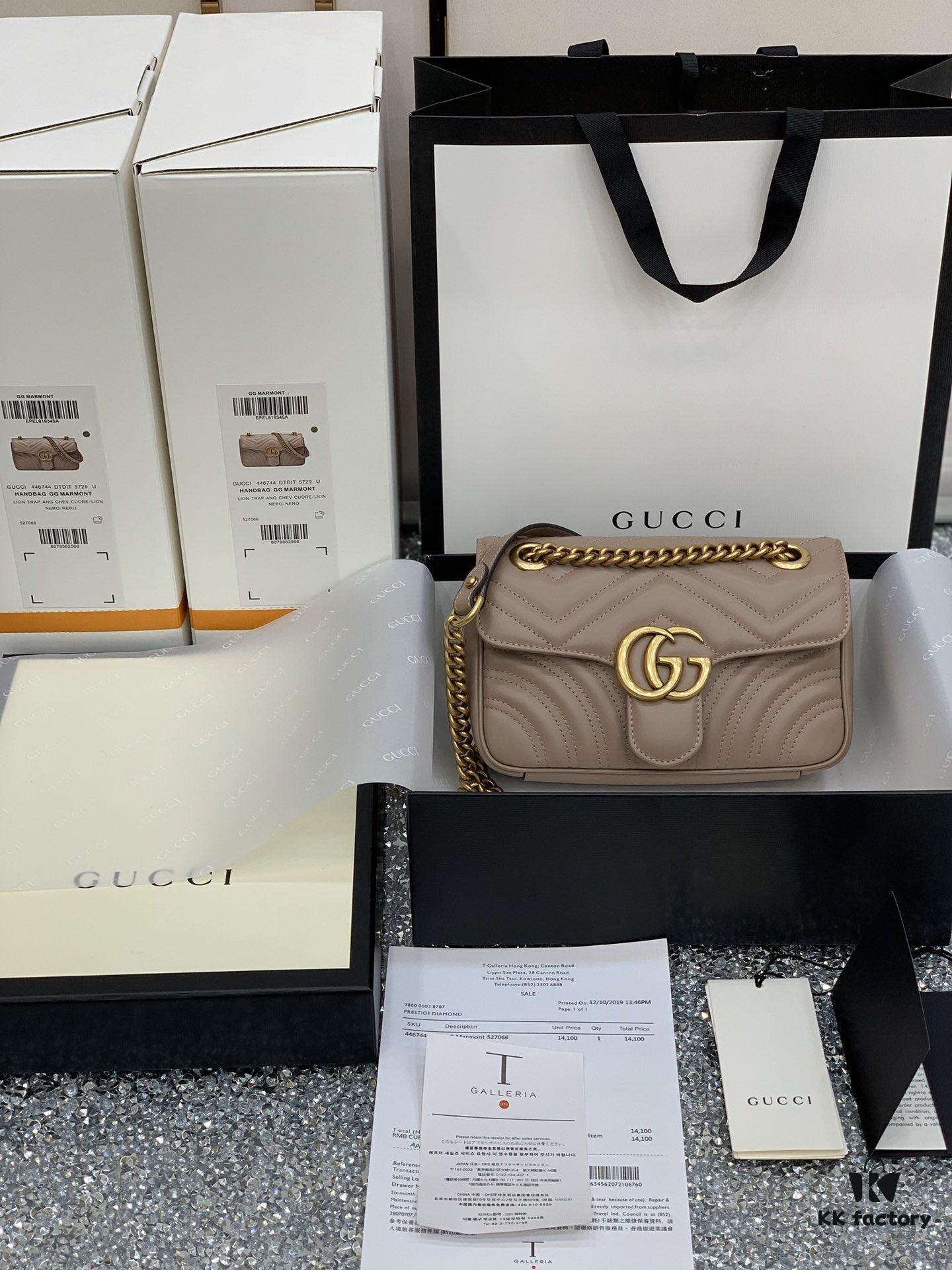 693091e86e68136f4d9a9bef Original Factory Leather 😊 GUCCI Italian Original Leather, Counter Quality, Actual Photos, Model 446744 Milk Tea Color, Size: 22*13*6cm, In Stock