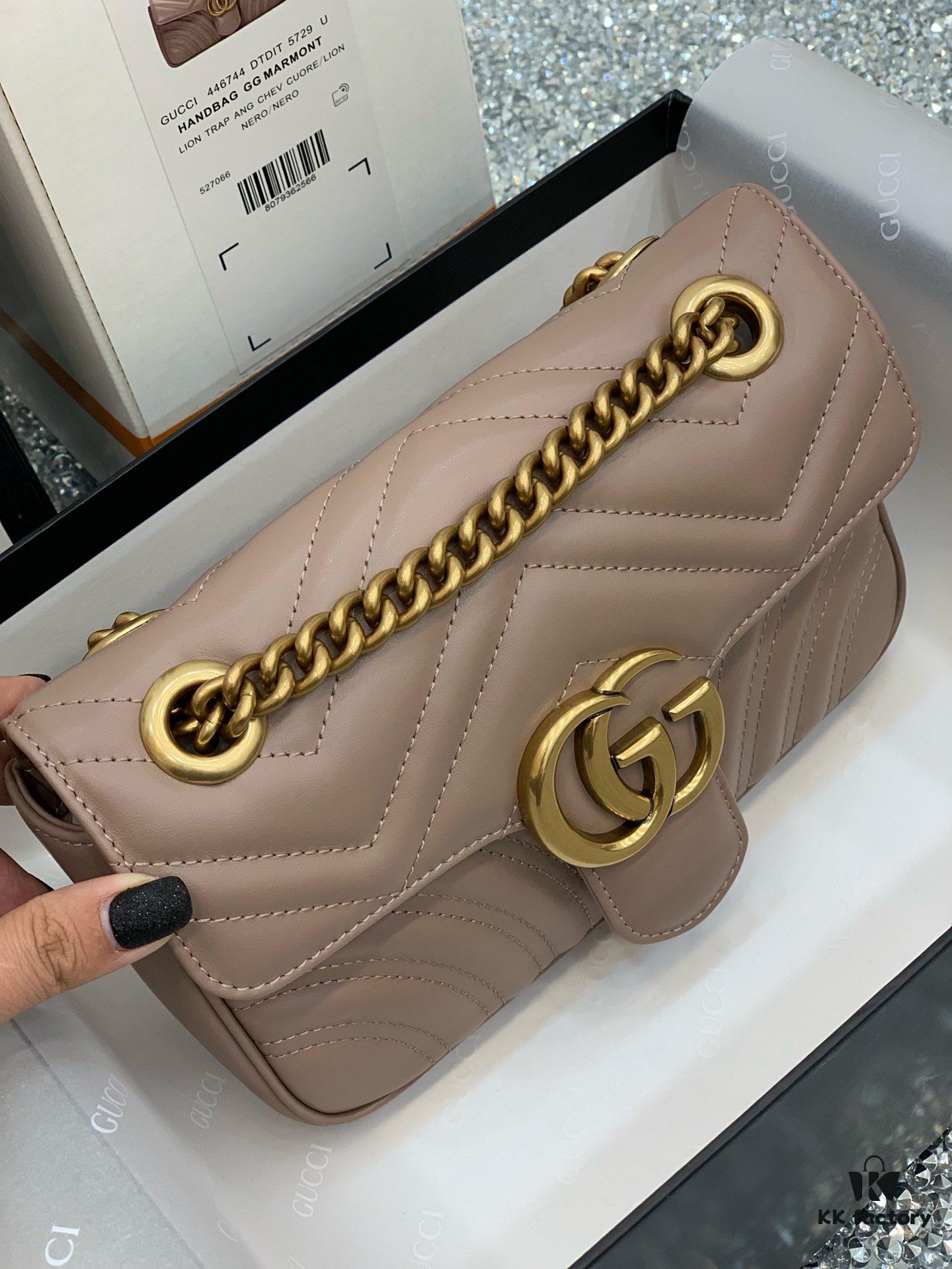 693091e86e68136f4d9a9bf0 Original Factory Leather 😊 GUCCI Italian Original Leather, Counter Quality, Actual Photos, Model 446744 Milk Tea Color, Size: 22*13*6cm, In Stock