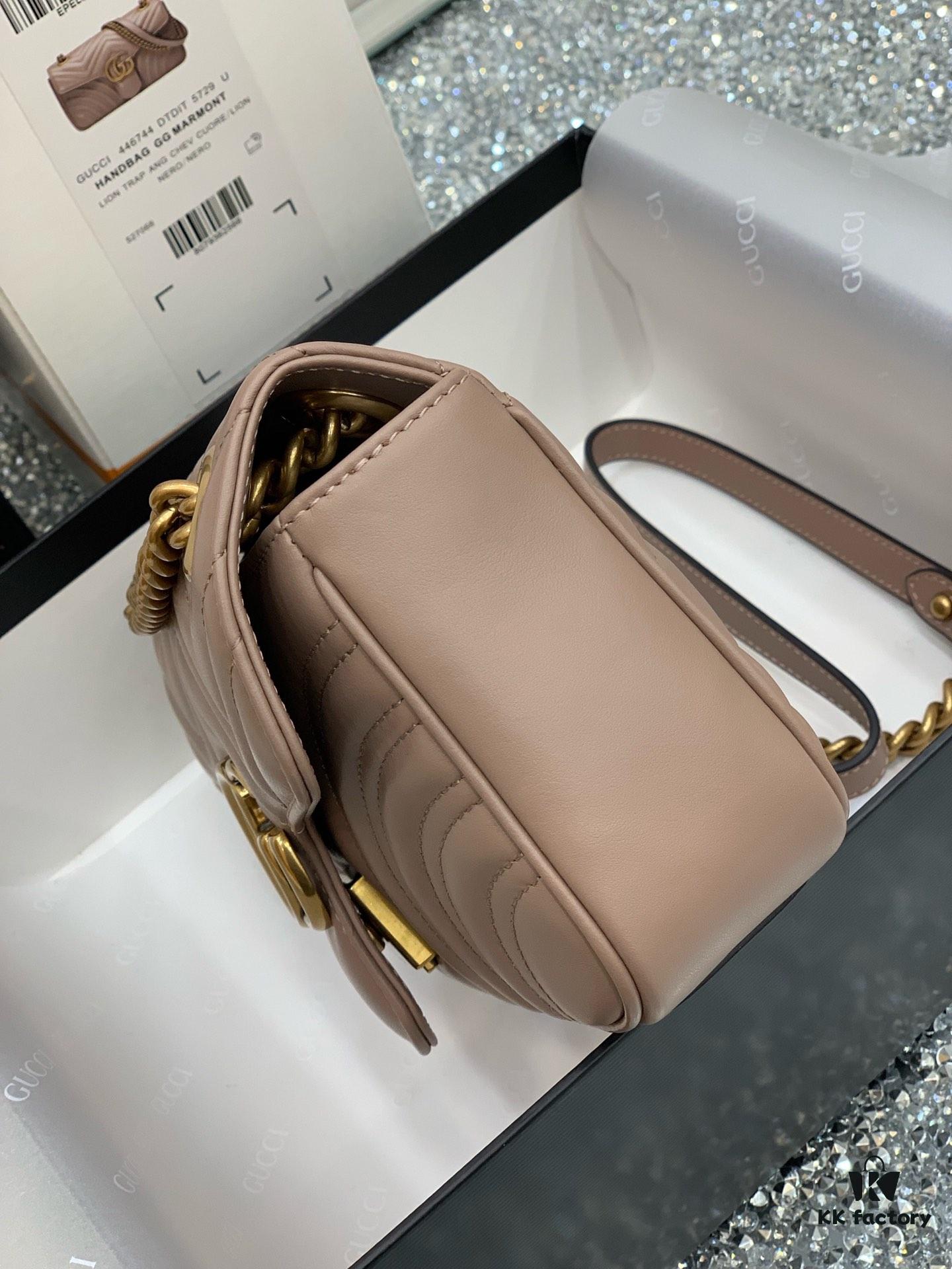 693091e96e68136f4d9a9bf1 Original Factory Leather 😊 GUCCI Italian Original Leather, Counter Quality, Actual Photos, Model 446744 Milk Tea Color, Size: 22*13*6cm, In Stock