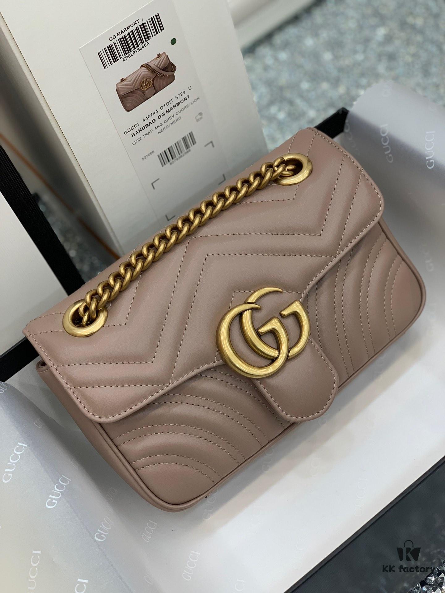 693091e96e68136f4d9a9bf2 Original Factory Leather 😊 GUCCI Italian Original Leather, Counter Quality, Actual Photos, Model 446744 Milk Tea Color, Size: 22*13*6cm, In Stock