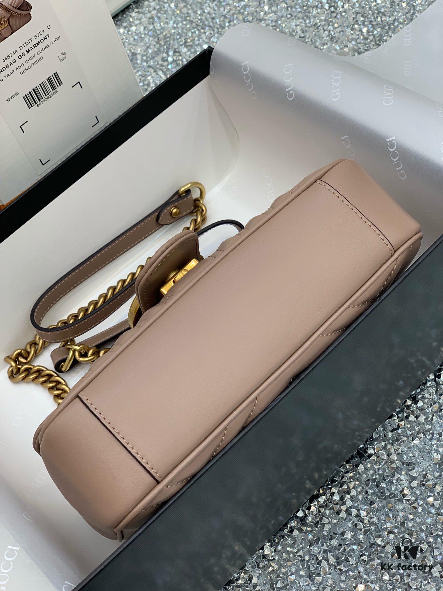693091e96e68136f4d9a9bf3 Original Factory Leather 😊 GUCCI Italian Original Leather, Counter Quality, Actual Photos, Model 446744 Milk Tea Color, Size: 22*13*6cm, In Stock