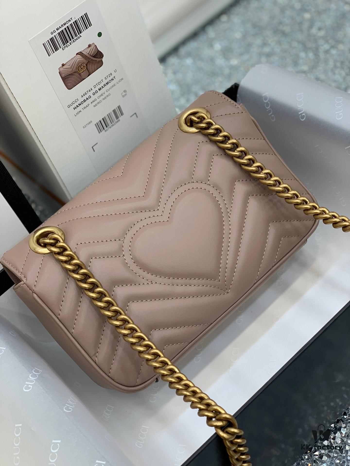 693091ea6e68136f4d9a9bf4 Original Factory Leather 😊 GUCCI Italian Original Leather, Counter Quality, Actual Photos, Model 446744 Milk Tea Color, Size: 22*13*6cm, In Stock