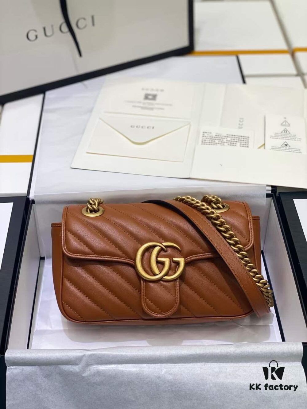 693091ec6e68136f4d9a9bf6 Original Factory Leather 😀 GUCCI Italian Original Leather, Counter Quality, Actual Photos. Model 446744 Caramel Color, Size: 22*13*6cm, In Stock