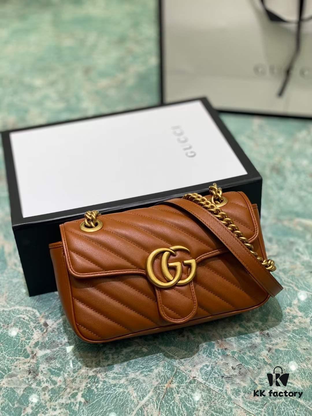 693091ed6e68136f4d9a9bf8 Original Factory Leather 😀 GUCCI Italian Original Leather, Counter Quality, Actual Photos. Model 446744 Caramel Color, Size: 22*13*6cm, In Stock