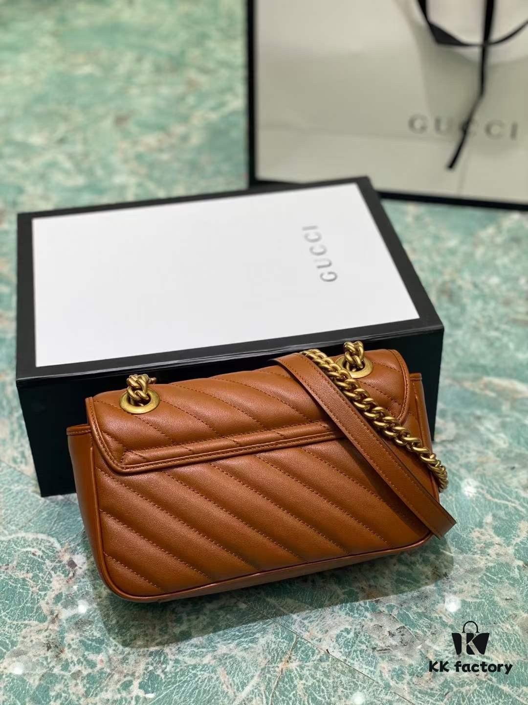 693091ee6e68136f4d9a9bf9 Original Factory Leather 😀 GUCCI Italian Original Leather, Counter Quality, Actual Photos. Model 446744 Caramel Color, Size: 22*13*6cm, In Stock