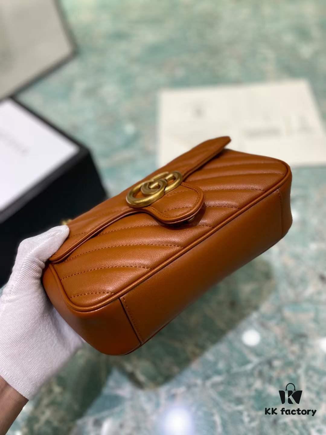 693091ee6e68136f4d9a9bfa Original Factory Leather 😀 GUCCI Italian Original Leather, Counter Quality, Actual Photos. Model 446744 Caramel Color, Size: 22*13*6cm, In Stock
