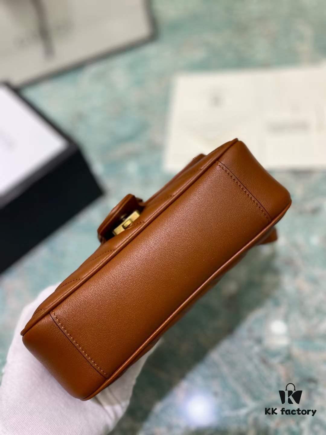 693091ef6e68136f4d9a9bfd Original Factory Leather 😀 GUCCI Italian Original Leather, Counter Quality, Actual Photos. Model 446744 Caramel Color, Size: 22*13*6cm, In Stock