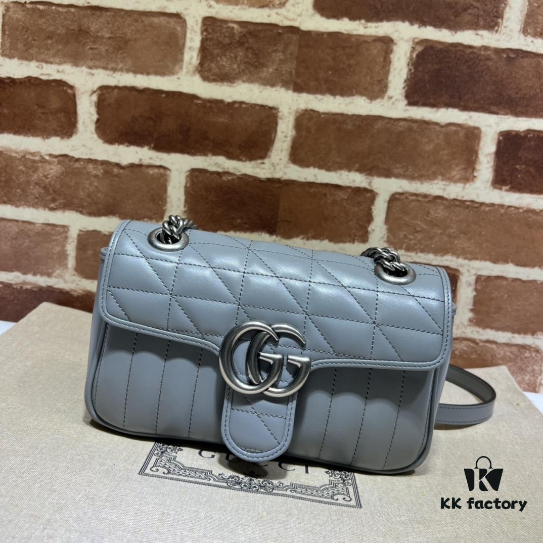 693091f16e68136f4d9a9bff GUCCI New Arrival Cabinet Quality, Top Original Single Item, Actual Photos, Model No. 446744 Gray Checkered, Size W23xH14xD6cm, In Stock
