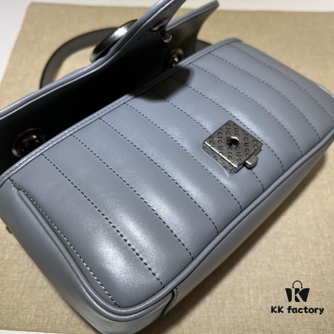 693091f46e68136f4d9a9c04 GUCCI New Arrival Cabinet Quality, Top Original Single Item, Actual Photos, Model No. 446744 Gray Checkered, Size W23xH14xD6cm, In Stock