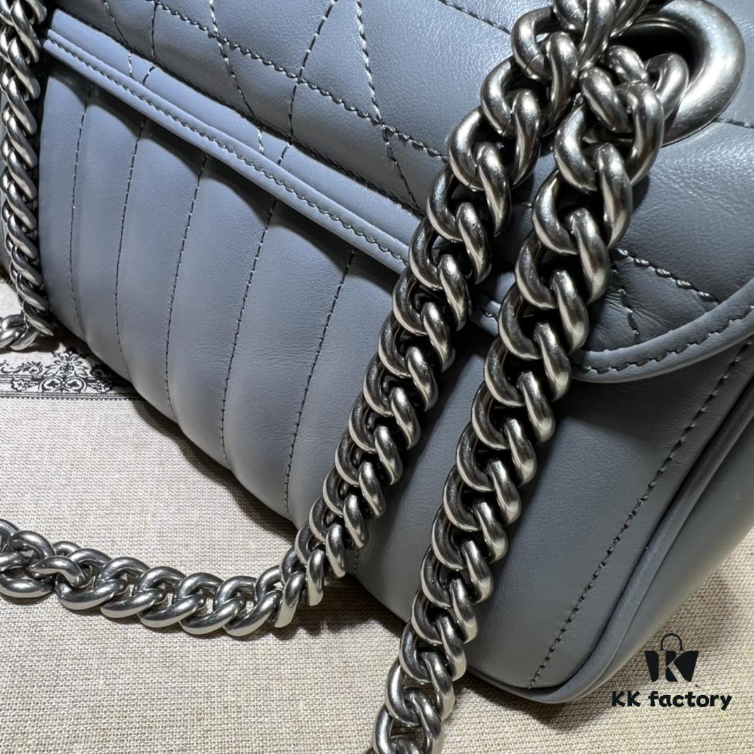 693091f46e68136f4d9a9c06 GUCCI New Arrival Cabinet Quality, Top Original Single Item, Actual Photos, Model No. 446744 Gray Checkered, Size W23xH14xD6cm, In Stock