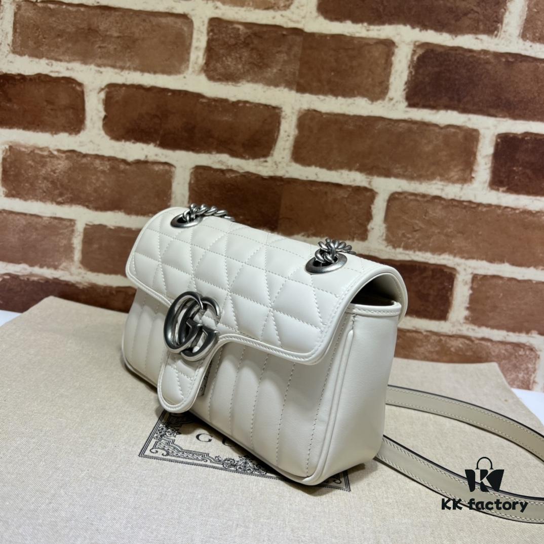 693091f66e68136f4d9a9c09 GUCCI New Arrival Cabinet Quality, Top Original Single Item, Actual Photos, Model No. 446744 White Checkered Pattern, Size W23xH14xD6cm, In Stock and Ready to Ship