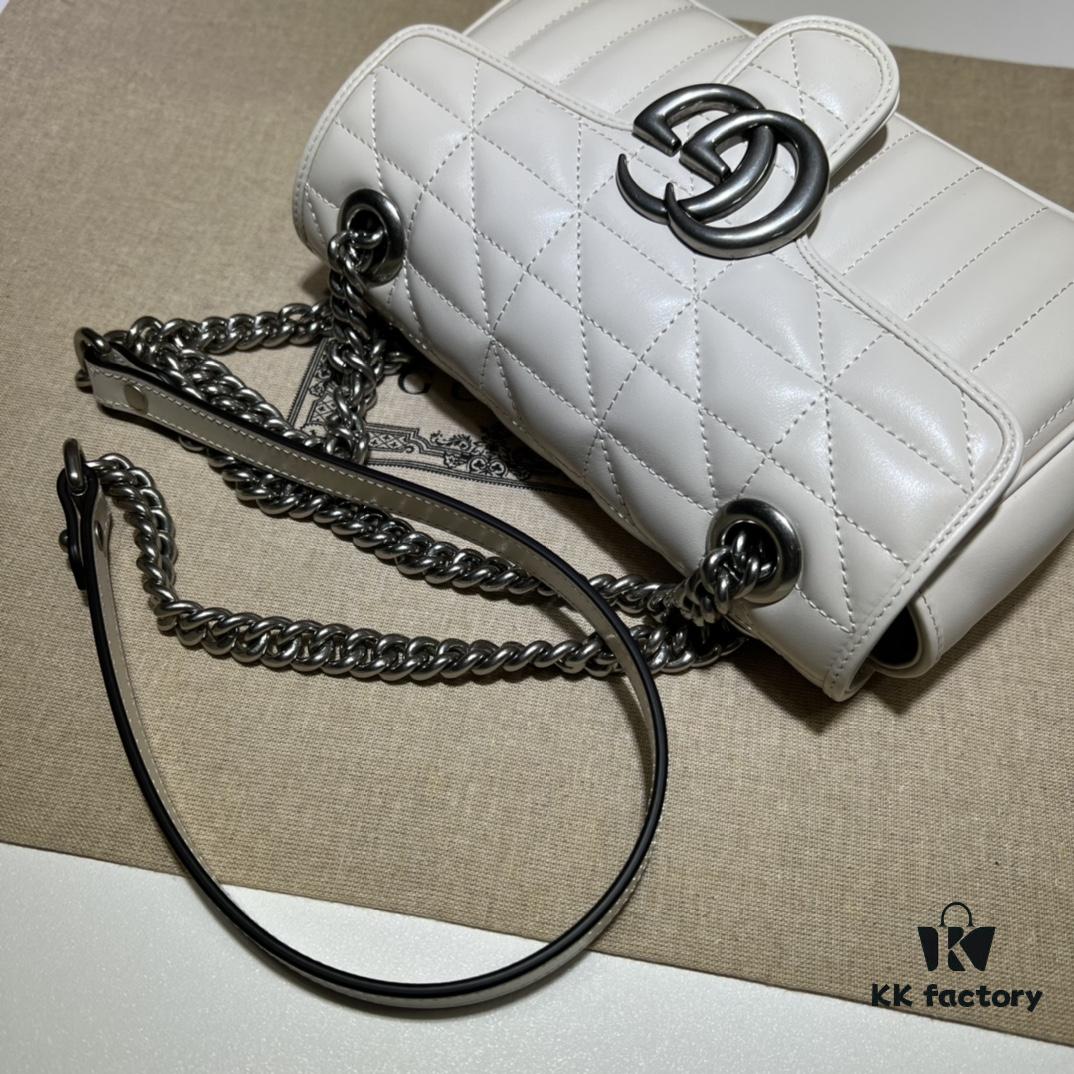 693091f96e68136f4d9a9c0d GUCCI New Arrival Cabinet Quality, Top Original Single Item, Actual Photos, Model No. 446744 White Checkered Pattern, Size W23xH14xD6cm, In Stock and Ready to Ship