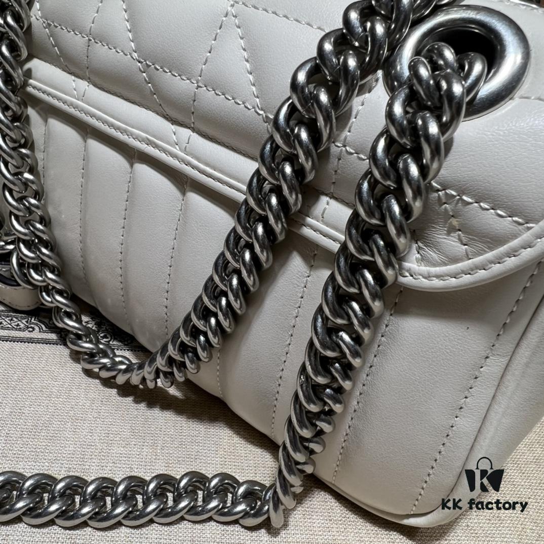 693091fa6e68136f4d9a9c10 GUCCI New Arrival Cabinet Quality, Top Original Single Item, Actual Photos, Model No. 446744 White Checkered Pattern, Size W23xH14xD6cm, In Stock and Ready to Ship