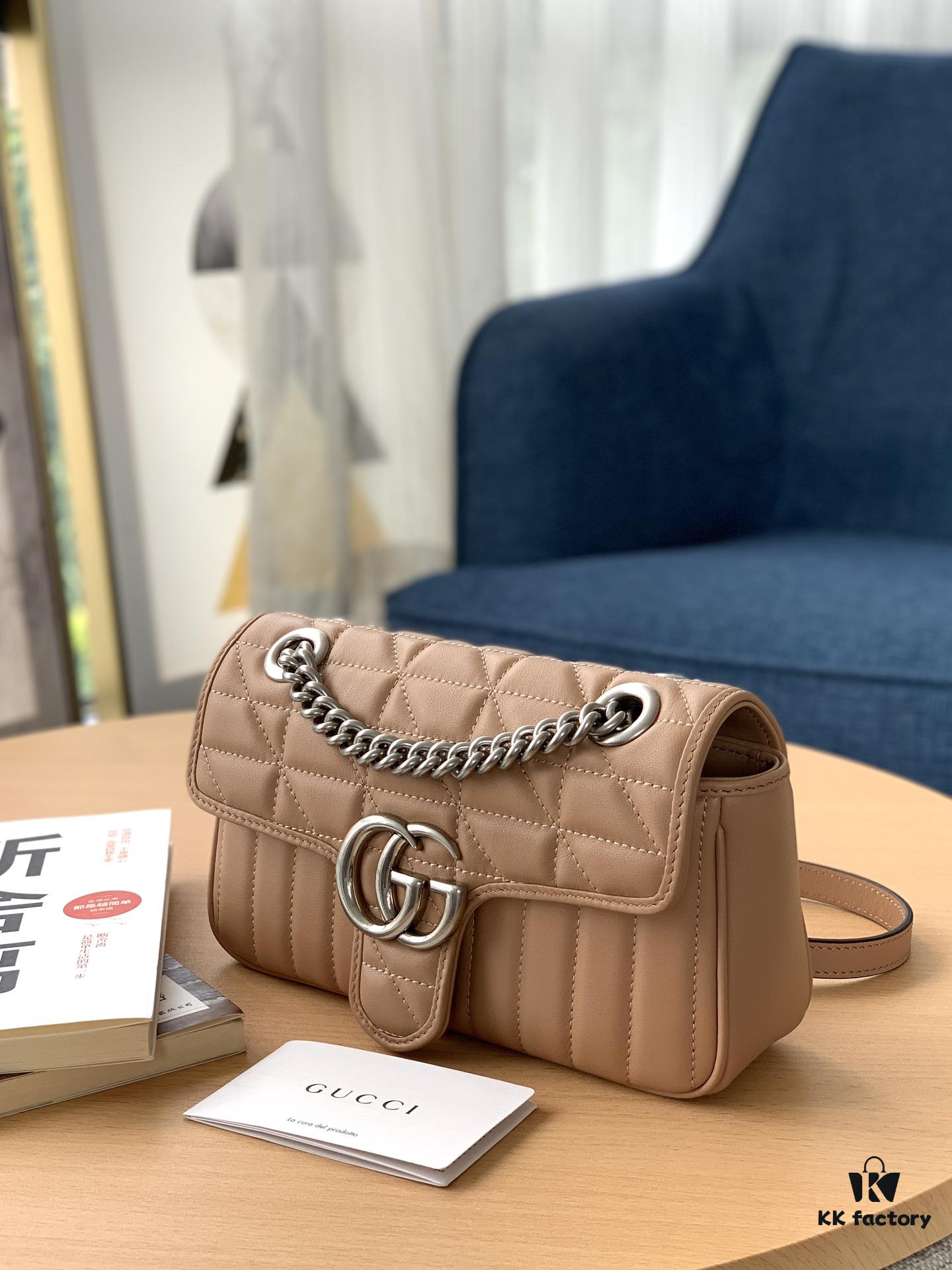 693092016e68136f4d9a9c1a GUCCI New Arrival Cabinet Quality, Top Original Single Item, Actual Photos, Model No. 446744 Rose Beige Checkered Pattern, Size W23xH14xD6cm, In Stock Ready to Ship