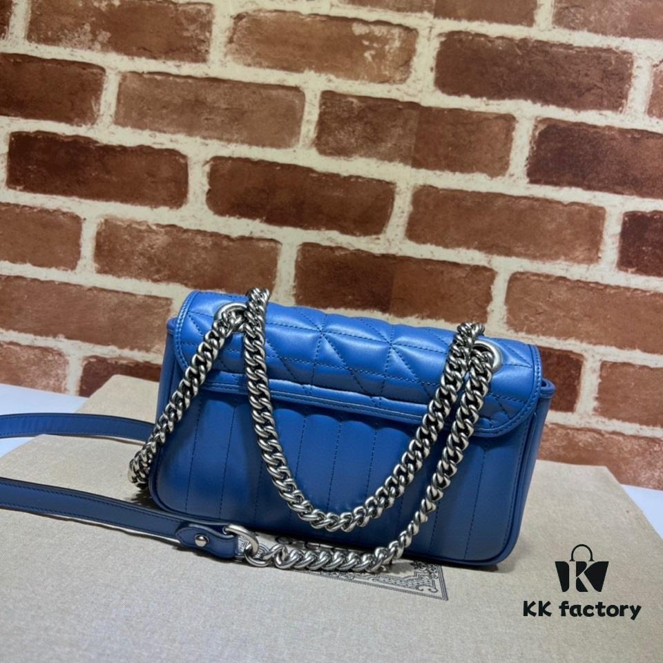 693092066e68136f4d9a9c23 GUCCI New Arrival Cabinet Quality, Top Original Single Item, Real Photo, Model No. 446744 Blue Leather Checkered Pattern, Size W23xH14xD6cm, In Stock