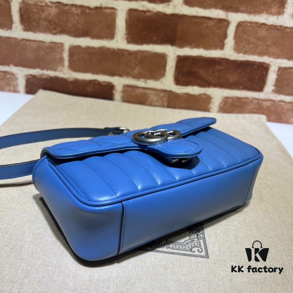 693092076e68136f4d9a9c26 GUCCI New Arrival Cabinet Quality, Top Original Single Item, Real Photo, Model No. 446744 Blue Leather Checkered Pattern, Size W23xH14xD6cm, In Stock