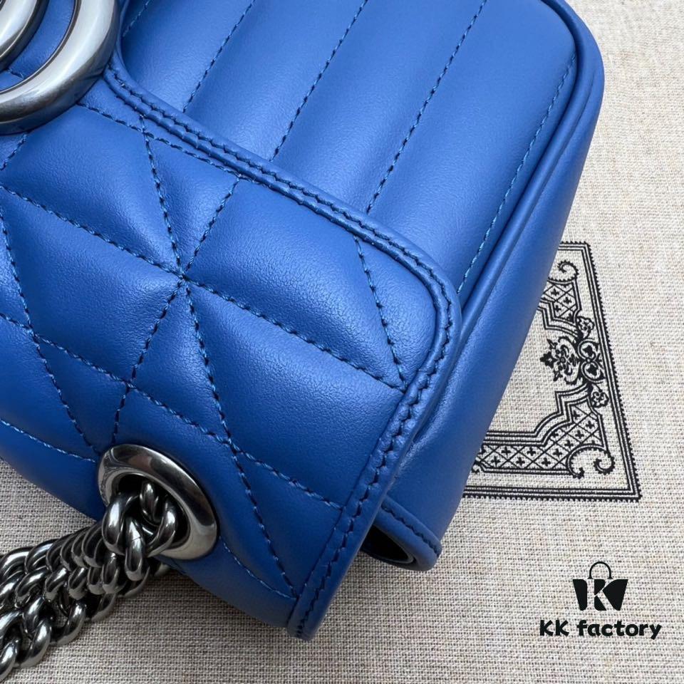 6930920a6e68136f4d9a9c2b GUCCI New Arrival Cabinet Quality, Top Original Single Item, Real Photo, Model No. 446744 Blue Leather Checkered Pattern, Size W23xH14xD6cm, In Stock