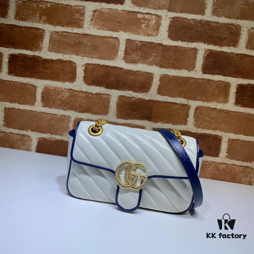 693092196e68136f4d9a9c46 GUCCI New Arrival High-Quality Authentic Stock, Top-Tier Original Order Item, Real Photo! White and Blue 446744, Size: 23 x 14 x 6 cm