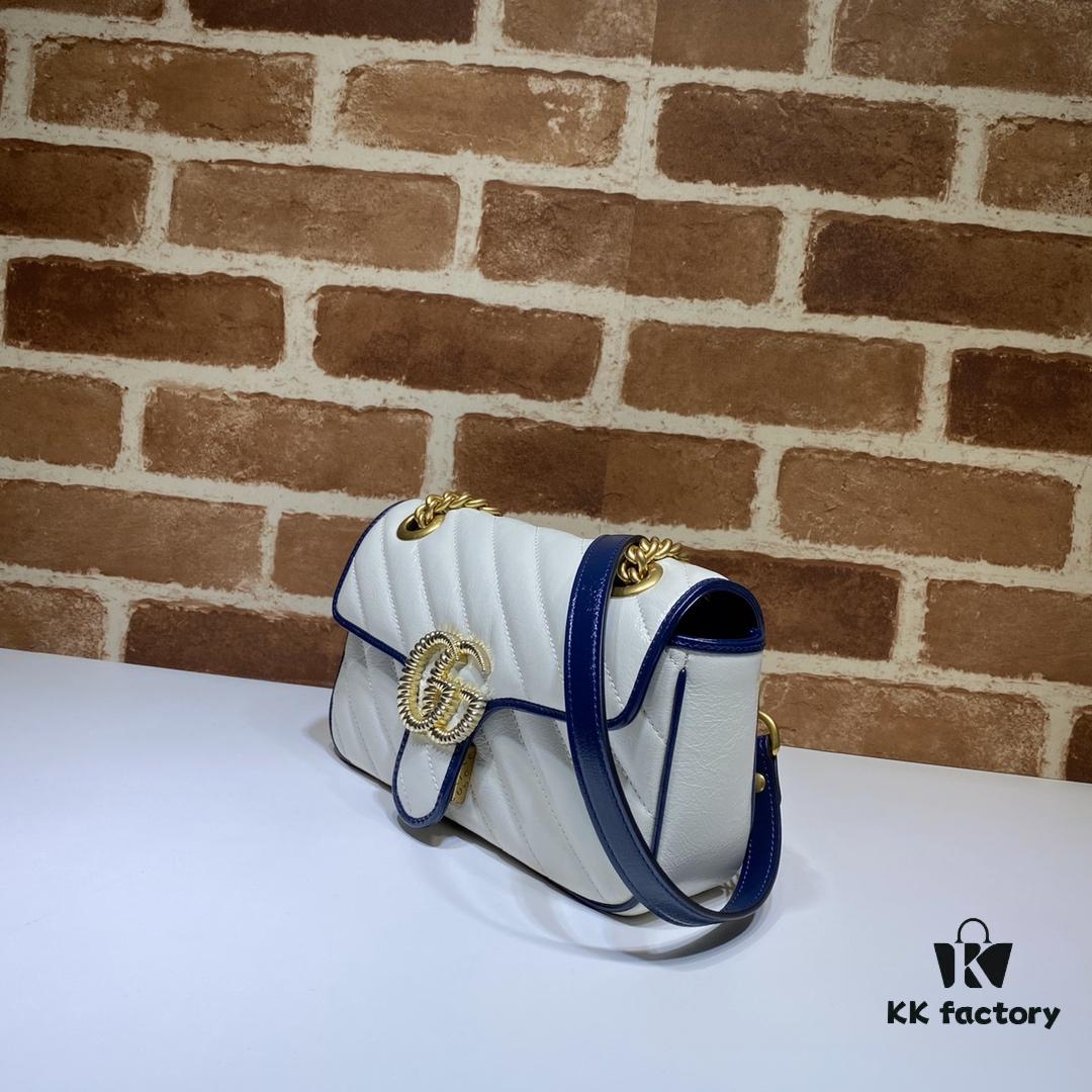 6930921a6e68136f4d9a9c4a GUCCI New Arrival High-Quality Authentic Stock, Top-Tier Original Order Item, Real Photo! White and Blue 446744, Size: 23 x 14 x 6 cm