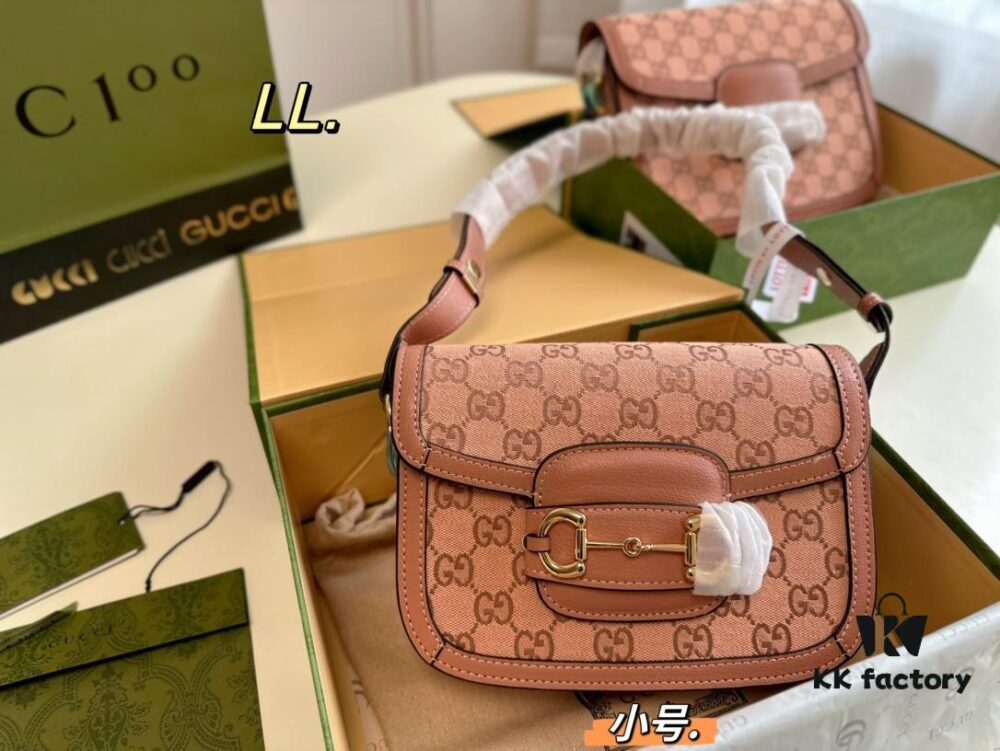 6930924e6e68136f4d9a9ca1 Small (Foldable Box) Size: 21×15 (Small) Gucci New Pink 1955 Horsebit Saddle Bag 💕