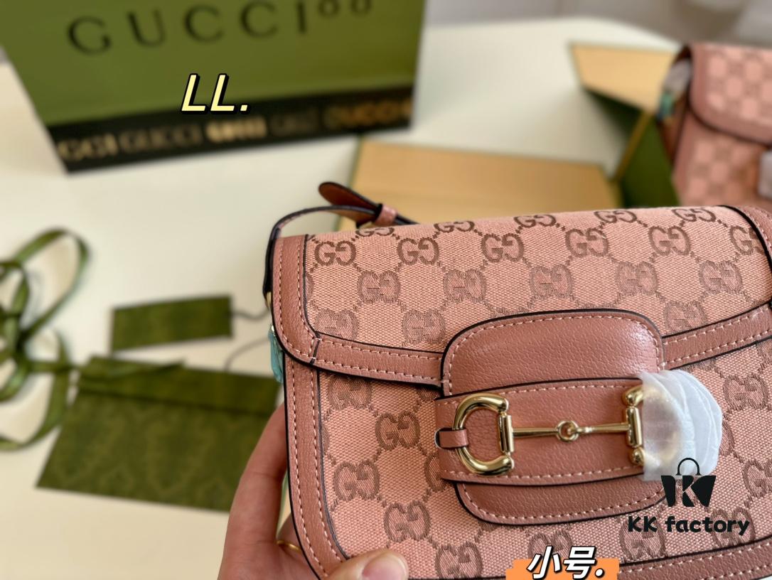 6930924f6e68136f4d9a9ca4 Small (Foldable Box) Size: 21×15 (Small) Gucci New Pink 1955 Horsebit Saddle Bag 💕