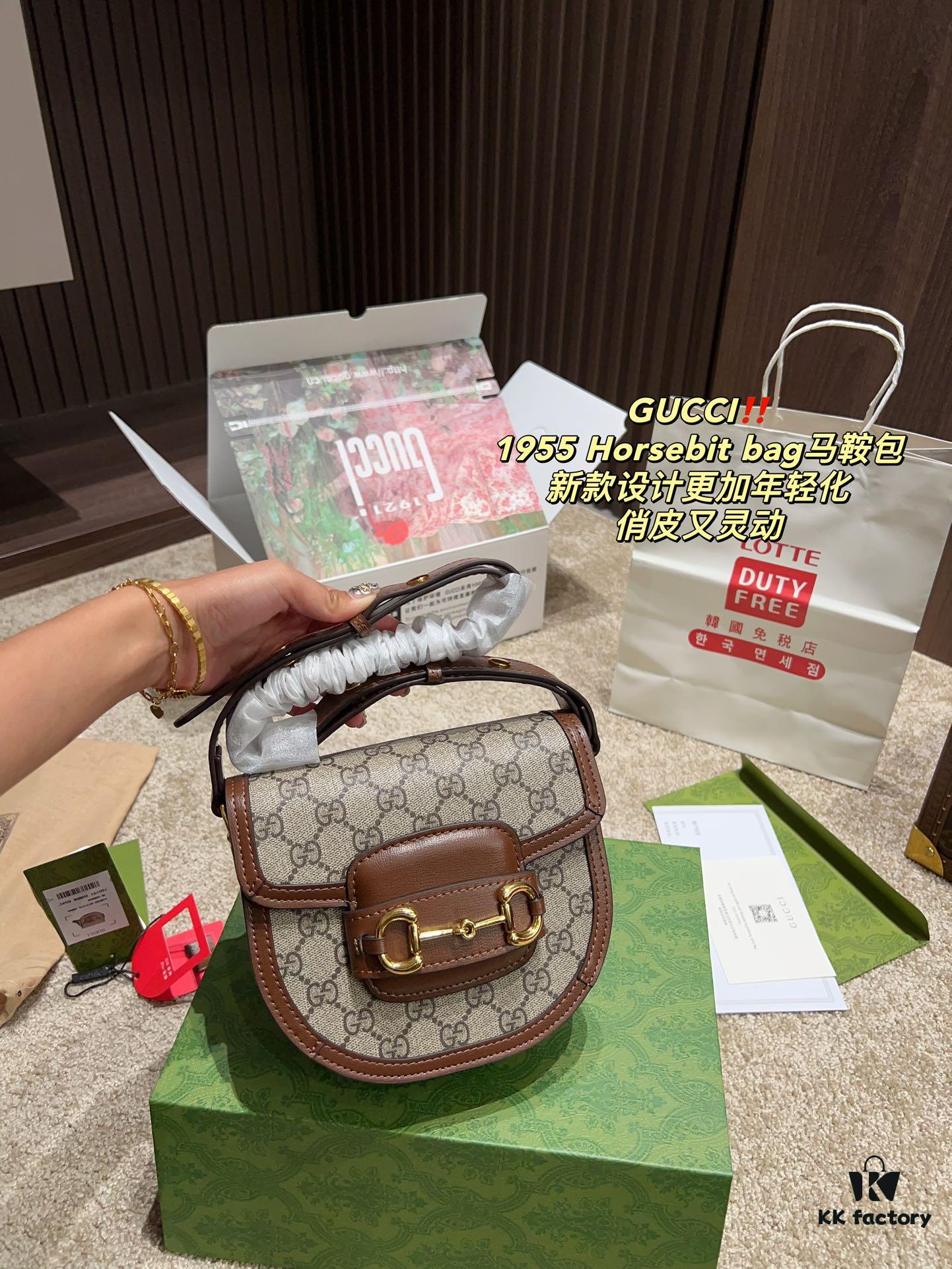 6930925f6e68136f4d9a9cbd Authentic GUCCI 1955 Horsebit Bag, Saddle Bag with Full Packaging, Size 19.14