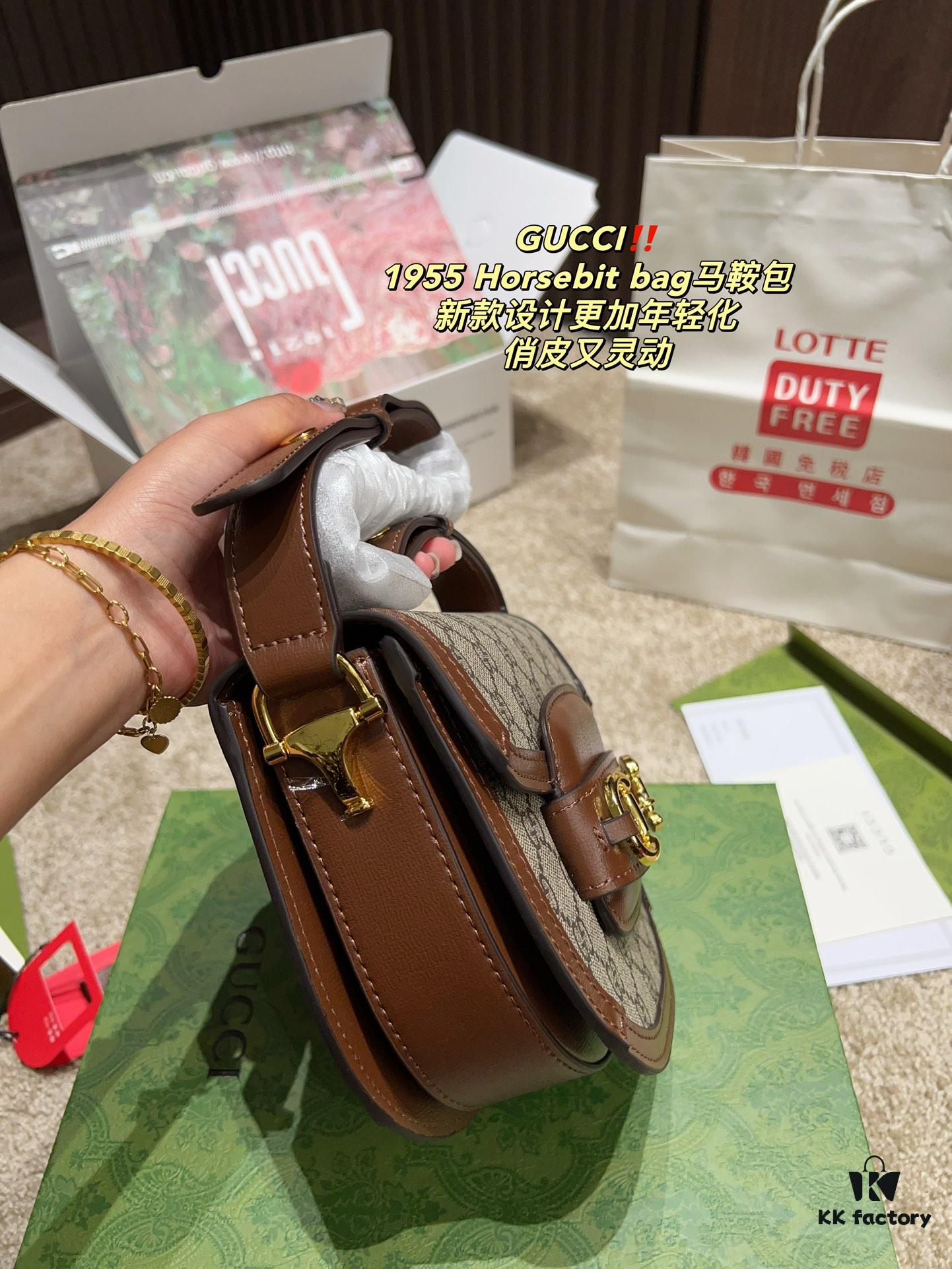 6930925f6e68136f4d9a9cbe Authentic GUCCI 1955 Horsebit Bag, Saddle Bag with Full Packaging, Size 19.14