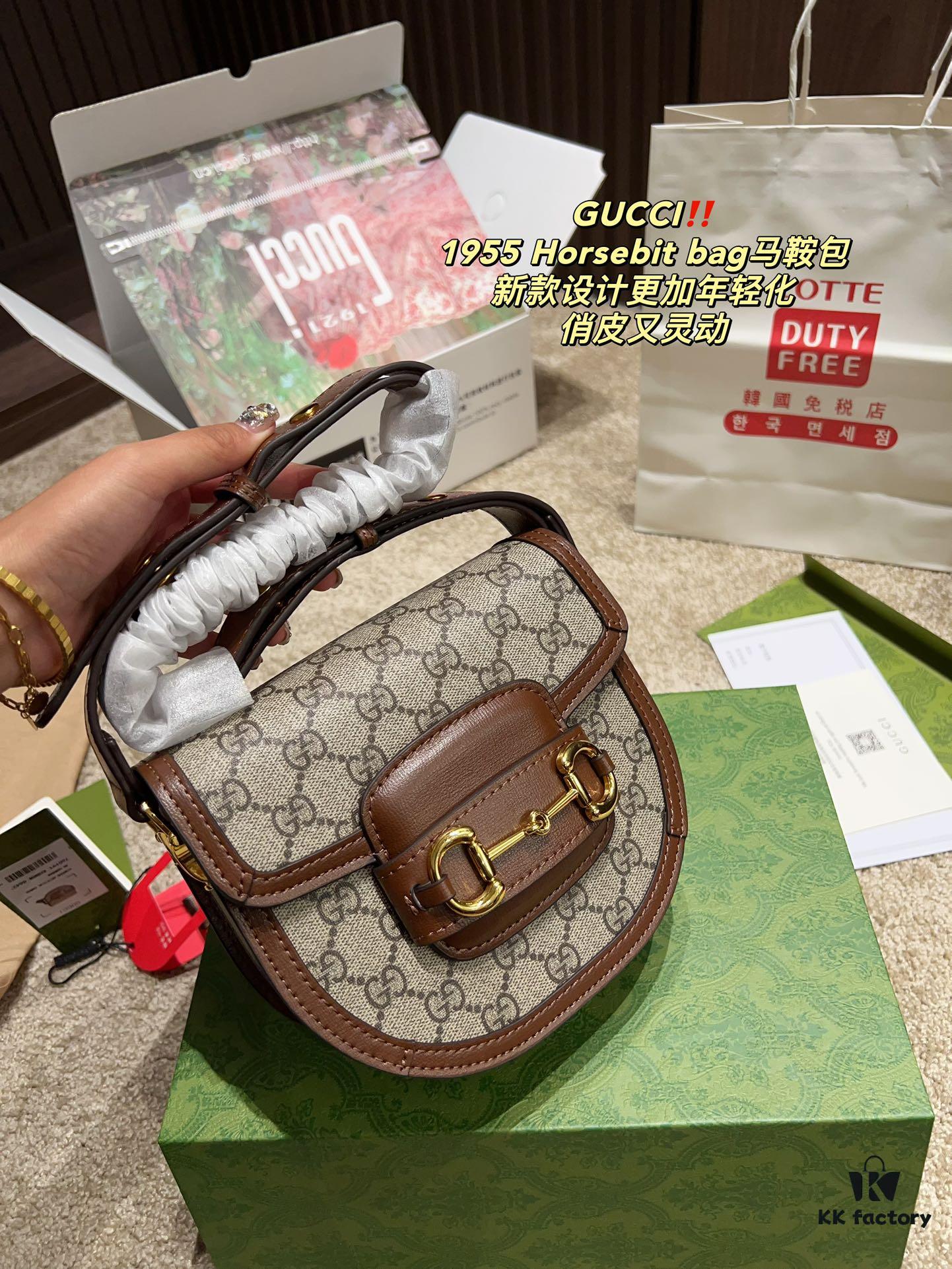 693092606e68136f4d9a9cbf Authentic GUCCI 1955 Horsebit Bag, Saddle Bag with Full Packaging, Size 19.14