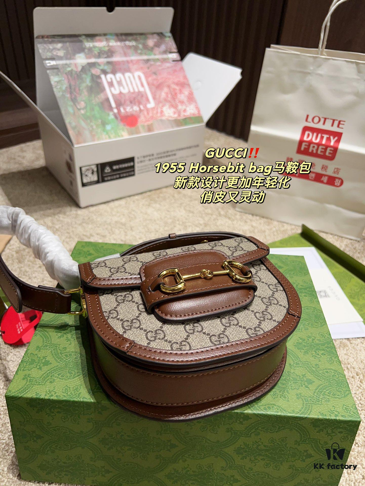 693092606e68136f4d9a9cc0 Authentic GUCCI 1955 Horsebit Bag, Saddle Bag with Full Packaging, Size 19.14