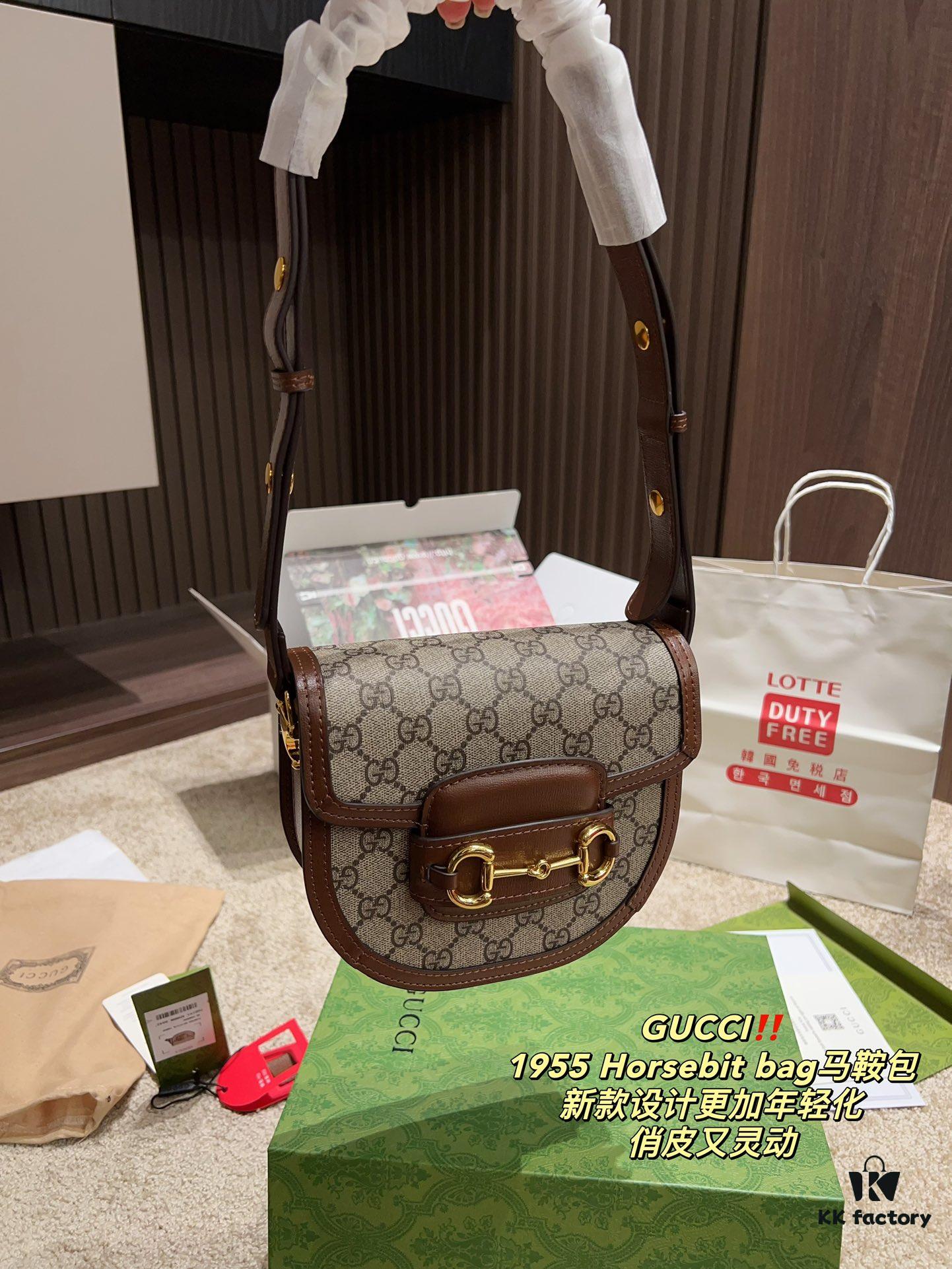 693092616e68136f4d9a9cc2 Authentic GUCCI 1955 Horsebit Bag, Saddle Bag with Full Packaging, Size 19.14